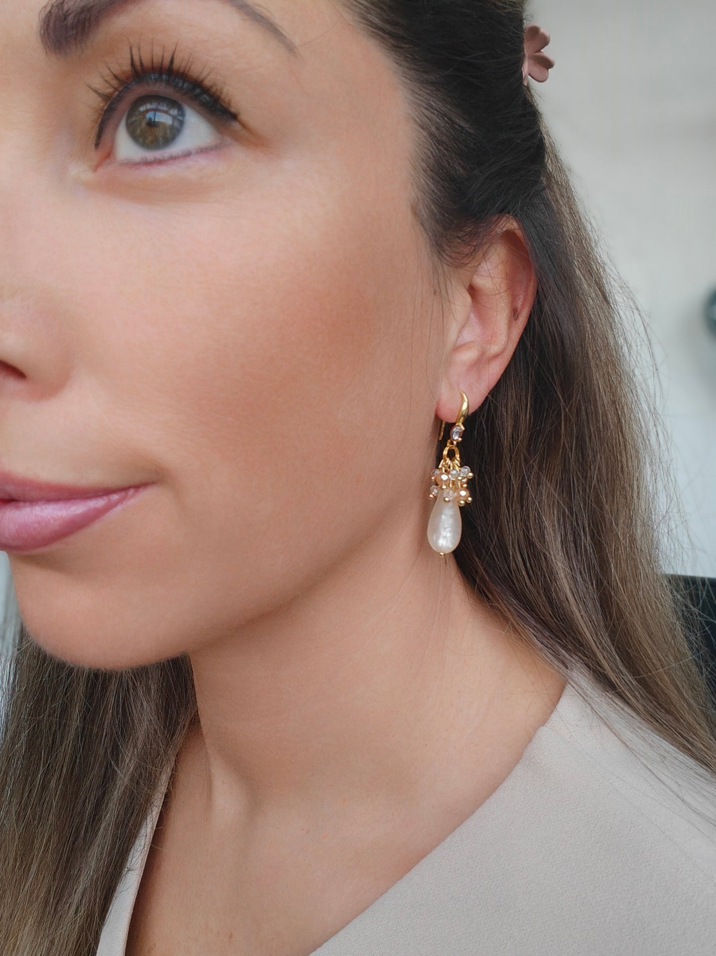 Oorbellen 'Esmeralda' Beige oranje