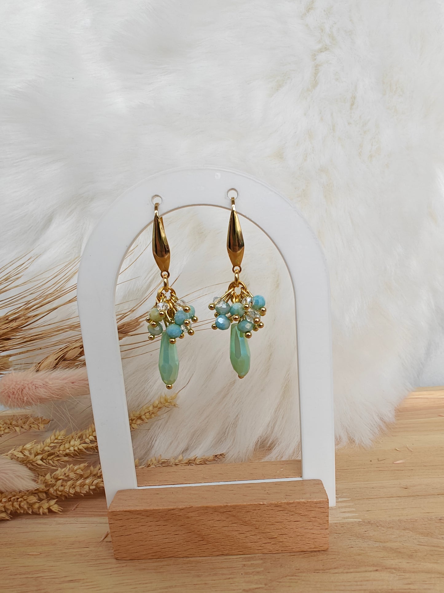 Oorbellen 'Esmeralda' Groen en goud