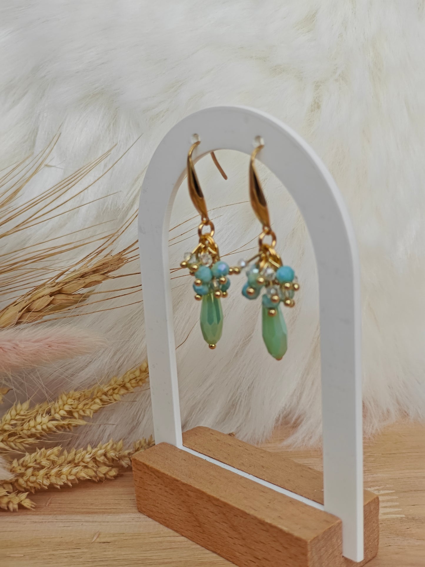 Oorbellen 'Esmeralda' Groen en goud