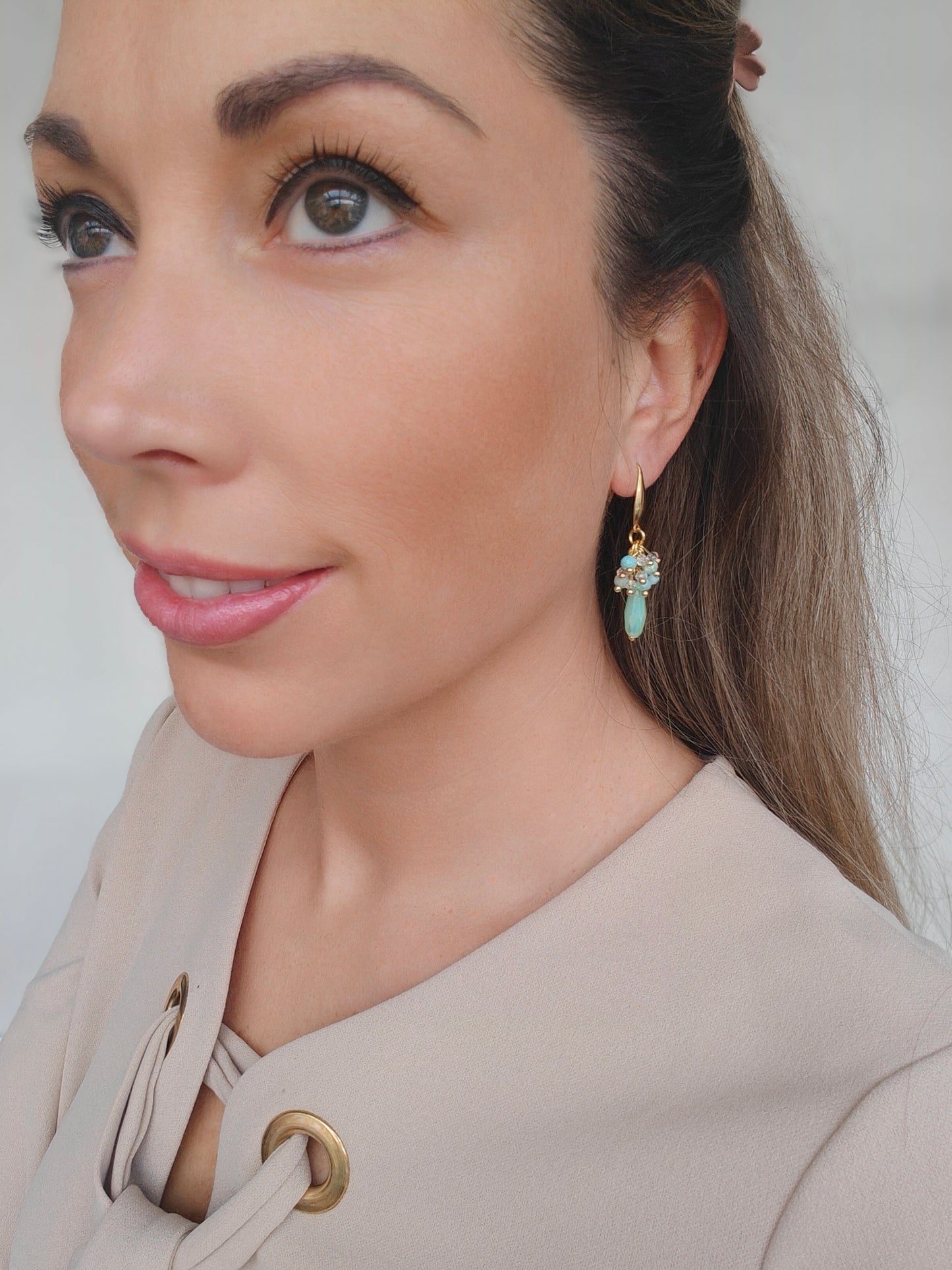 Oorbellen 'Esmeralda' Groen en goud
