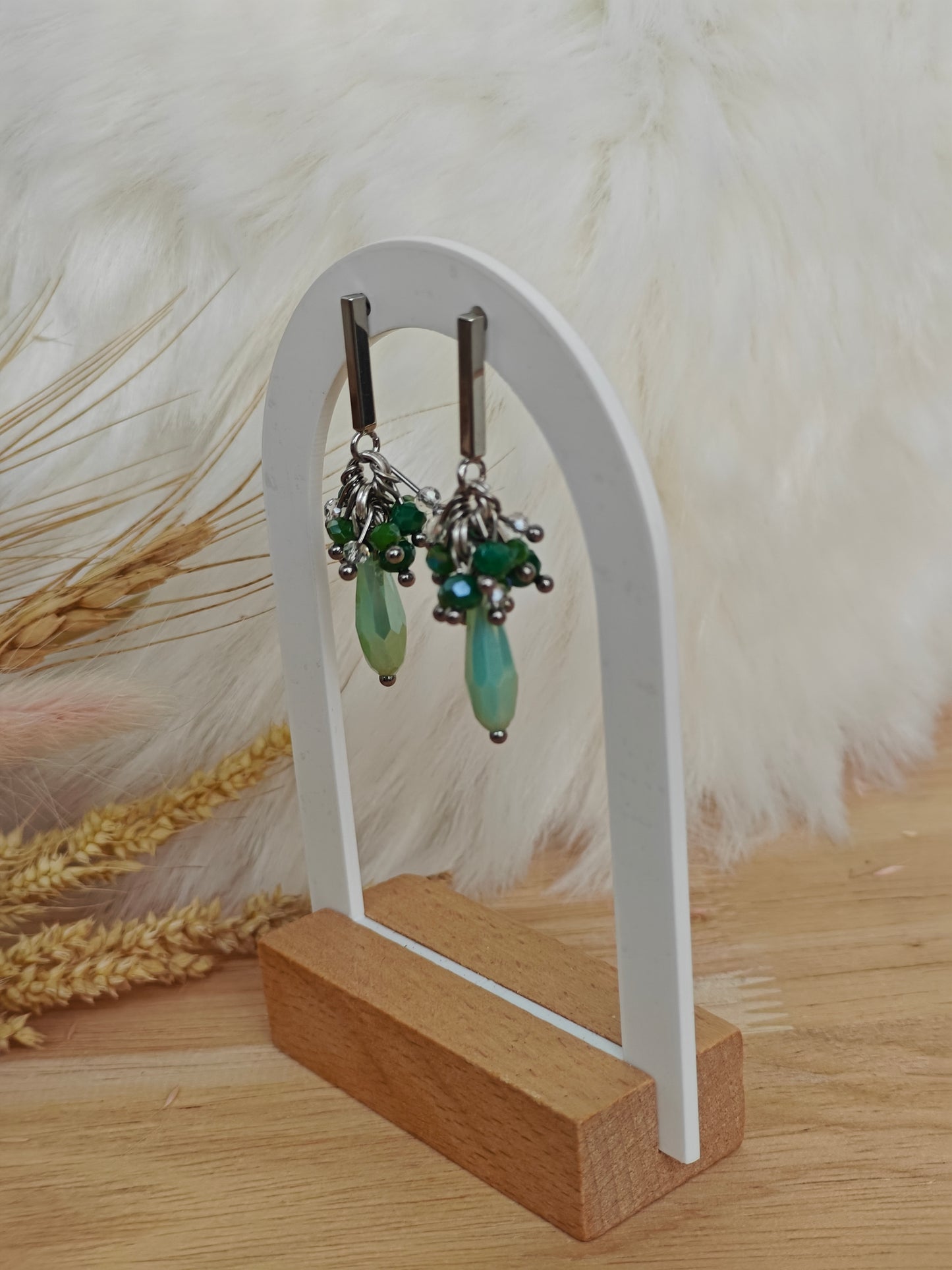 Oorbellen 'Esmeralda' groen en zilverkleur