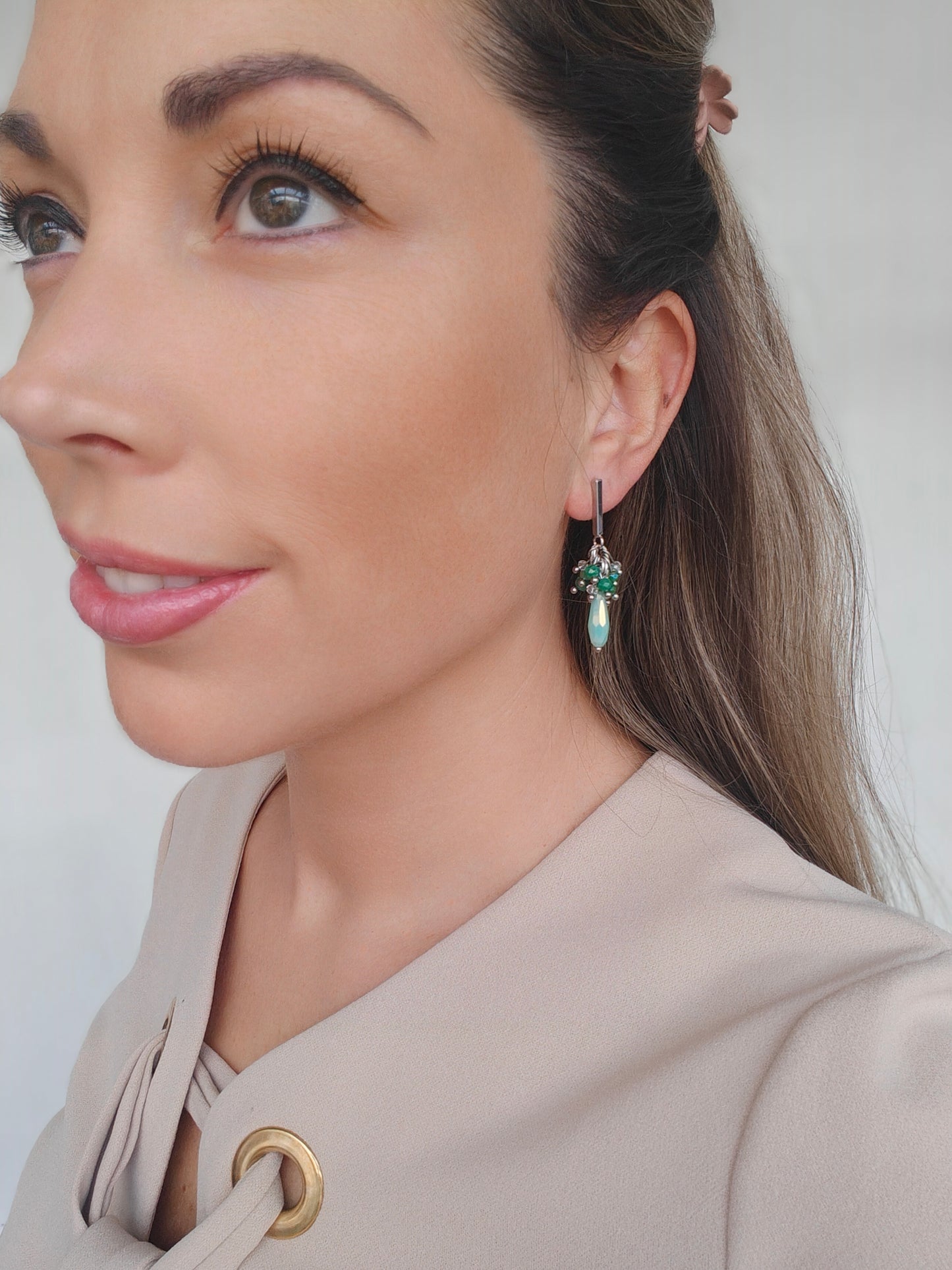 Oorbellen 'Esmeralda' groen en zilverkleur