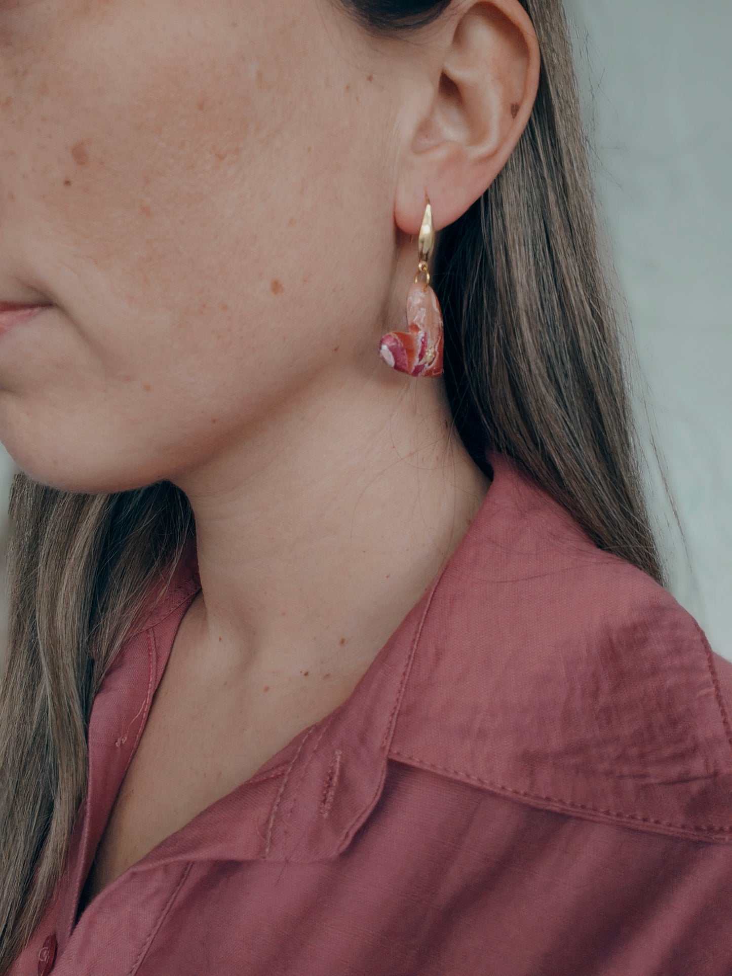 Oorbellen hartje rood