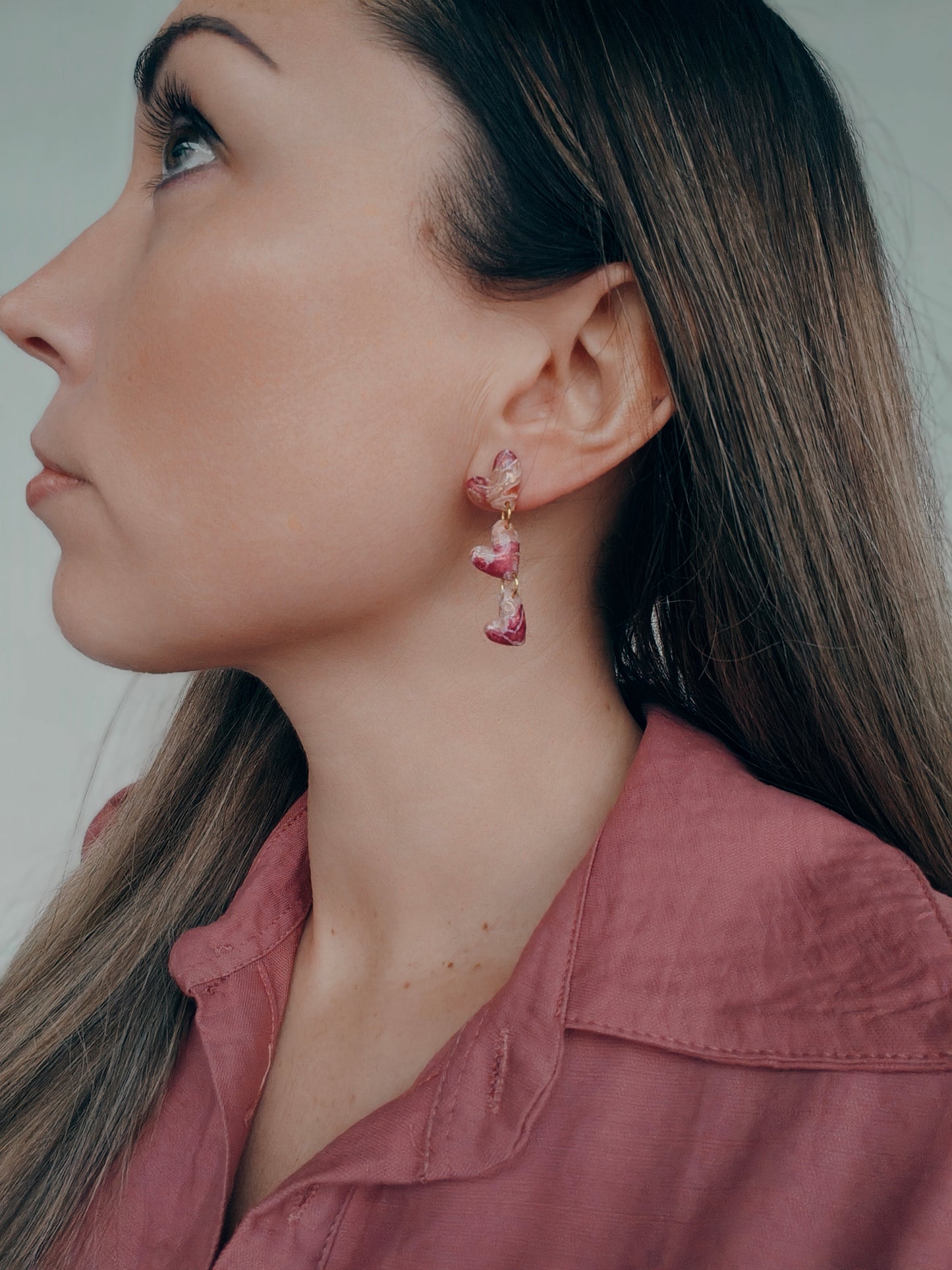 Oorbellen 3X hartjes rood