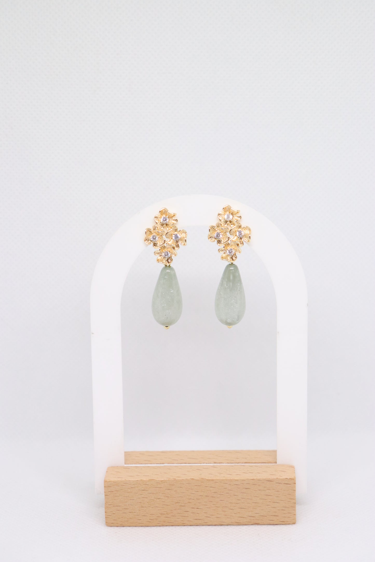 Aurora druppel oorbellen granite green