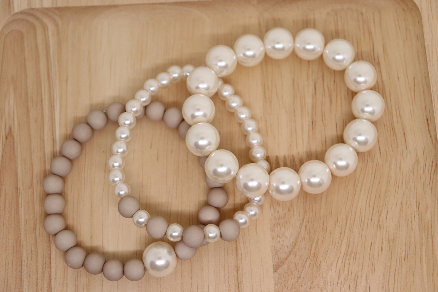 3 delig armband wit en beige