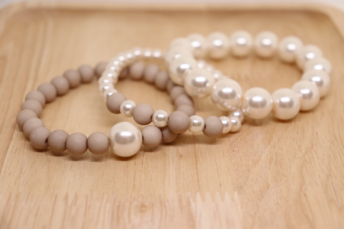 3 delig armband wit en beige