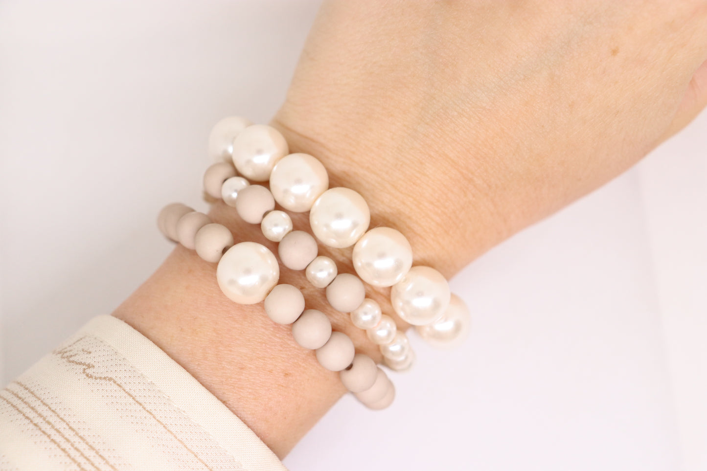3 delig armband wit en beige