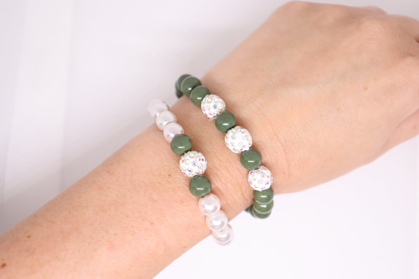 Armbandjes set wit/kaki