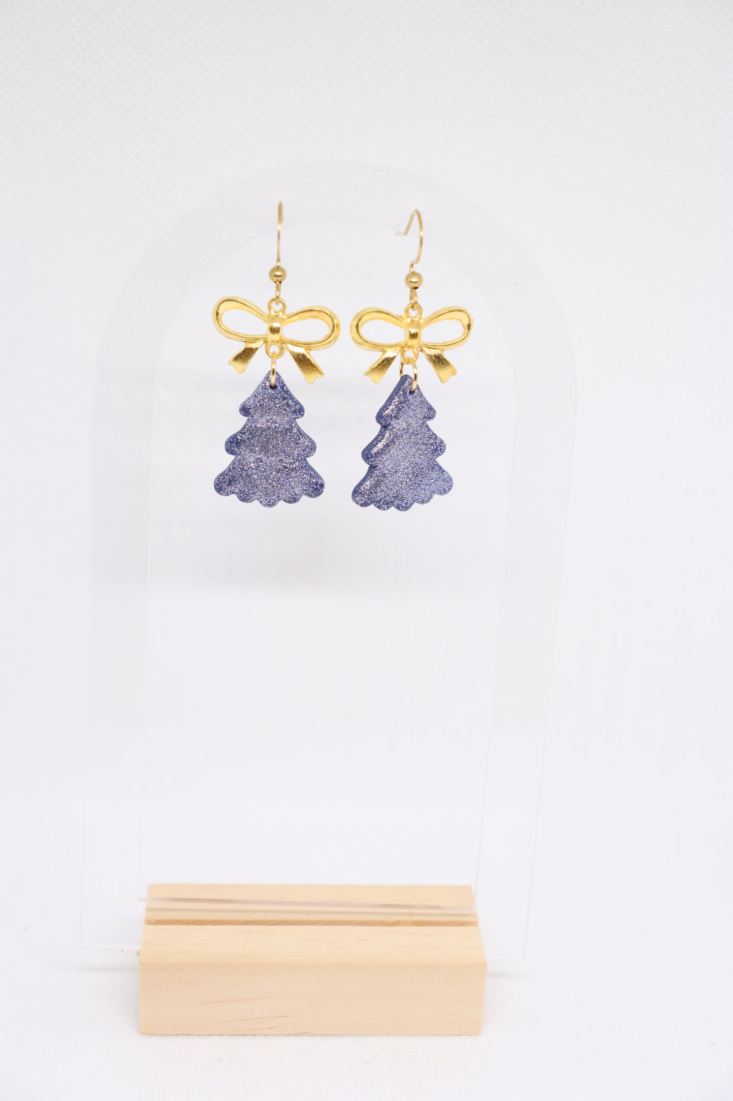 Blauwe kerstboomoorbellen strik