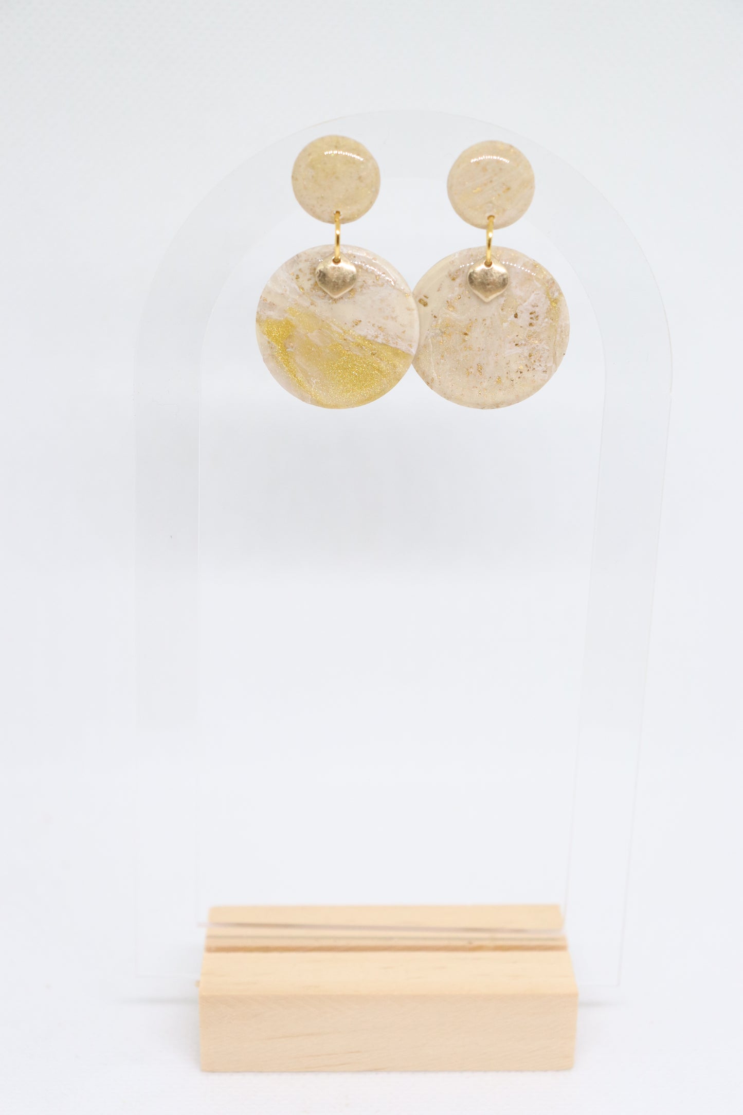 Beige goud oorbellen big Lady