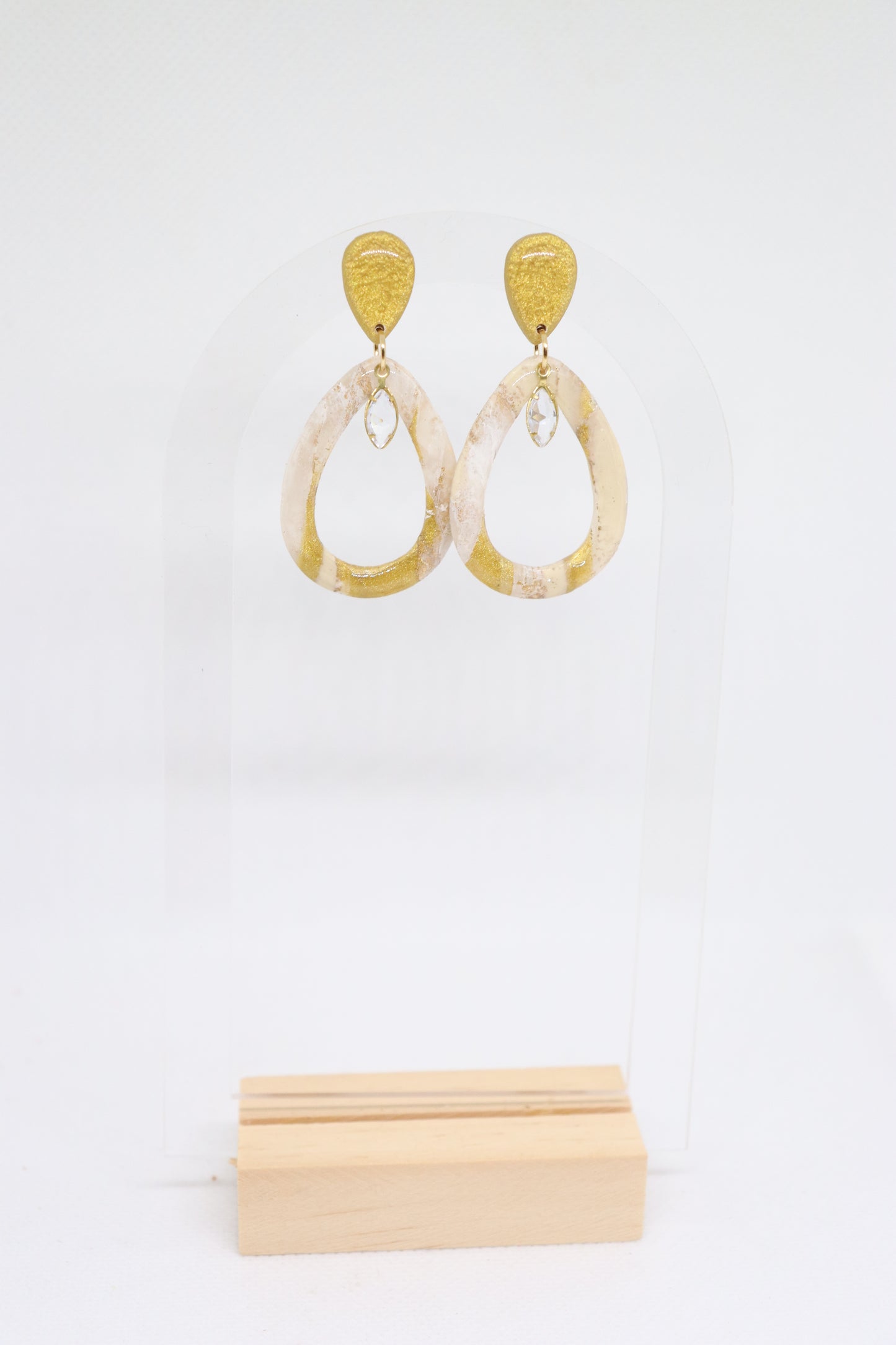 Beige gouden oorbellen Ella