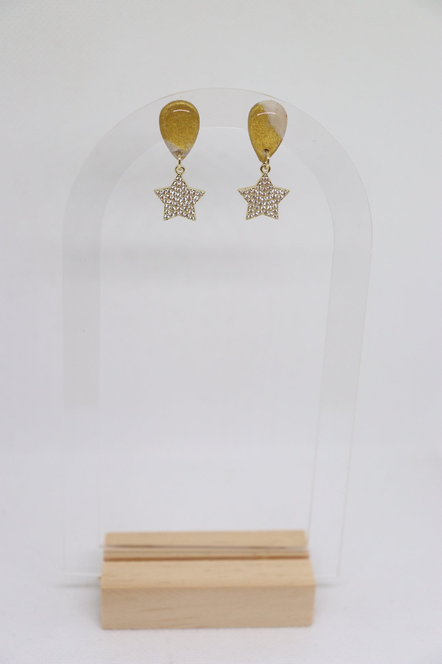 Beige gouden oorbellen Starlight