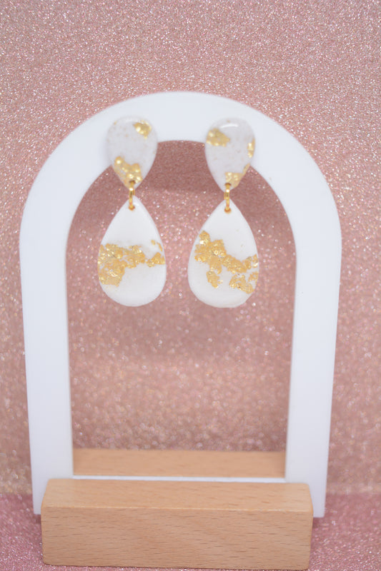 Little drop oorbellen wit met goud