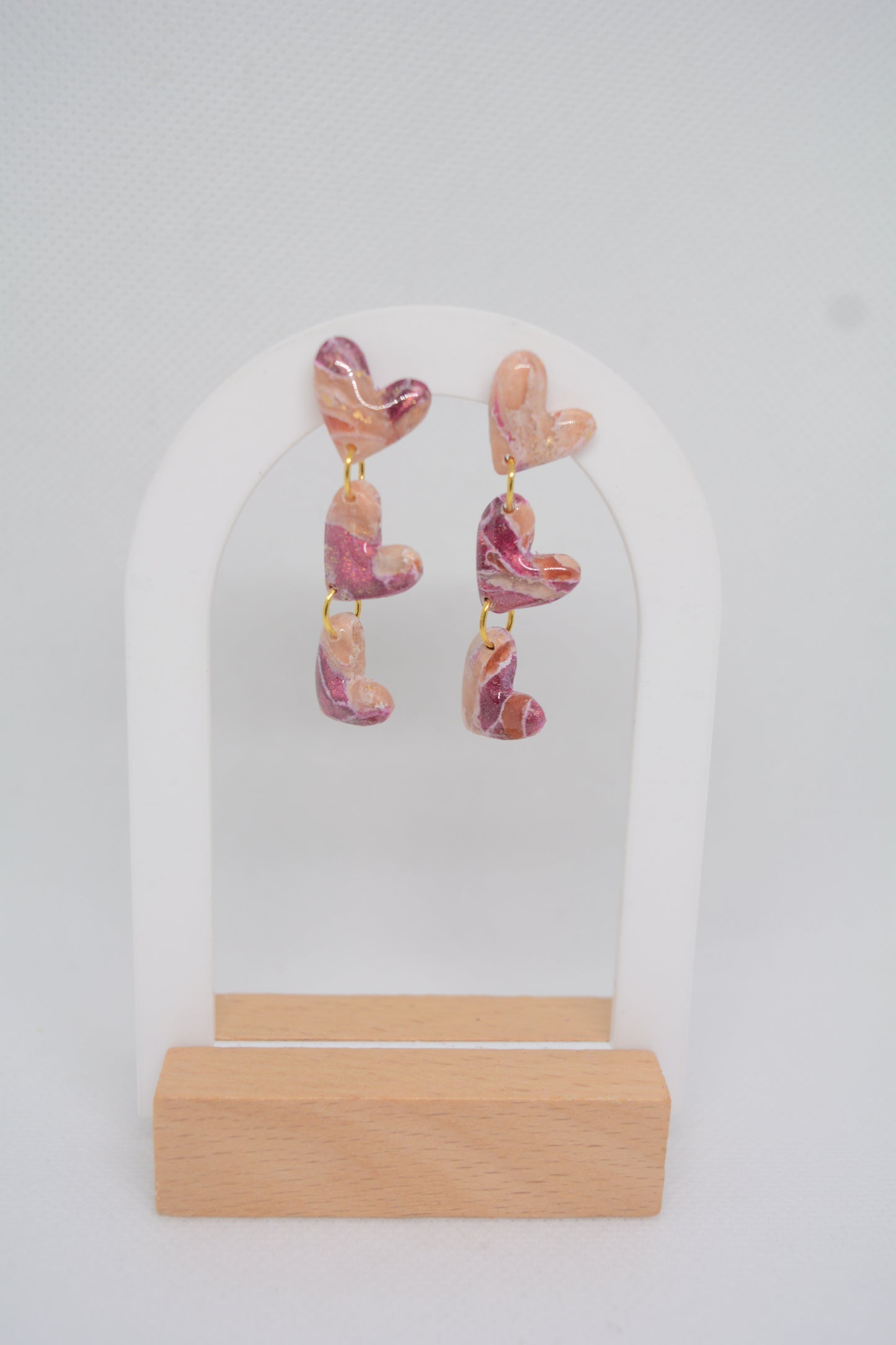 Oorbellen 3X hartjes rood