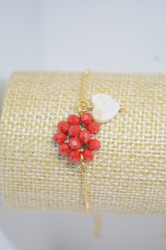 Armband rood met hartje