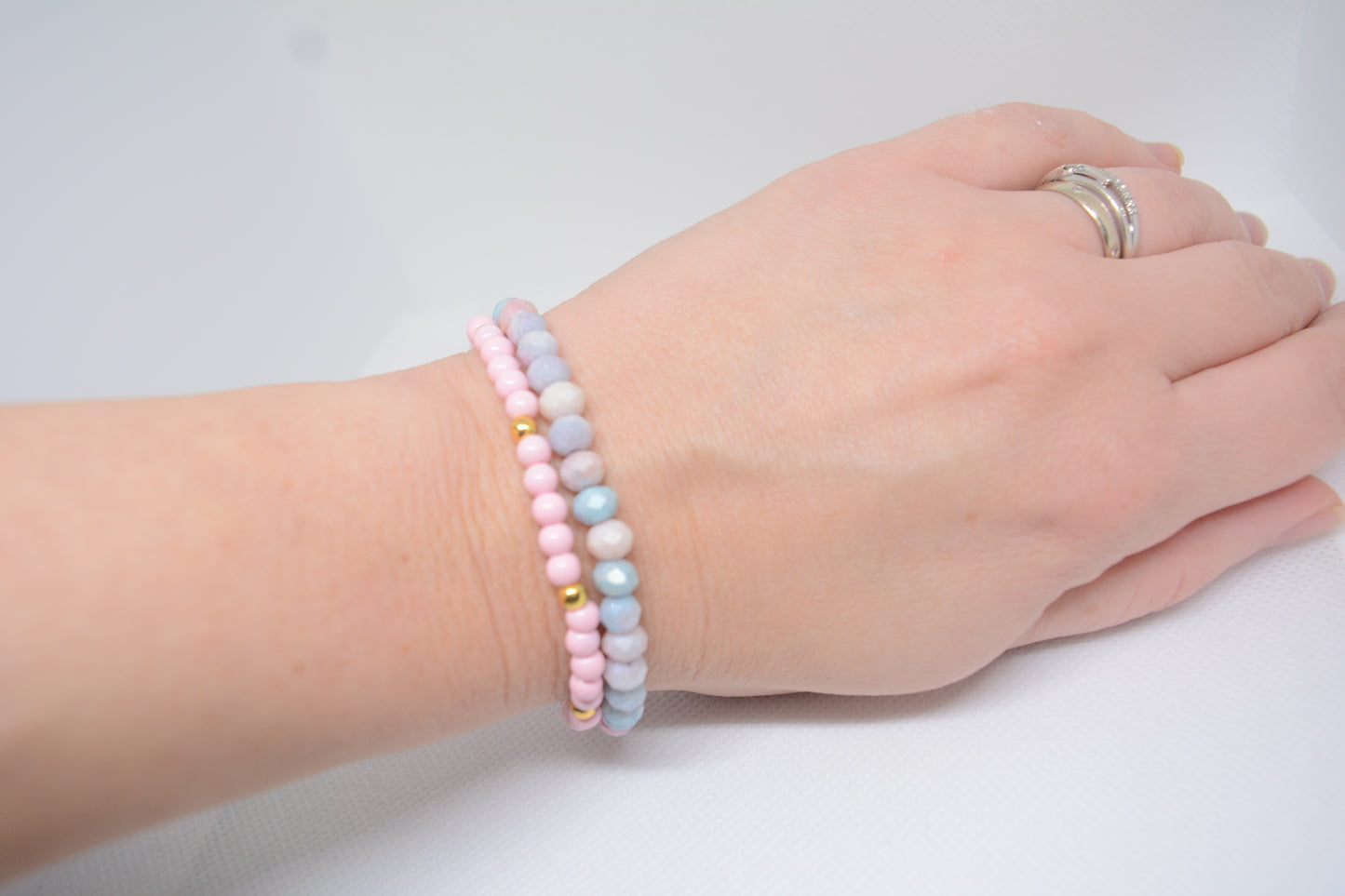 Armband roze en blauw