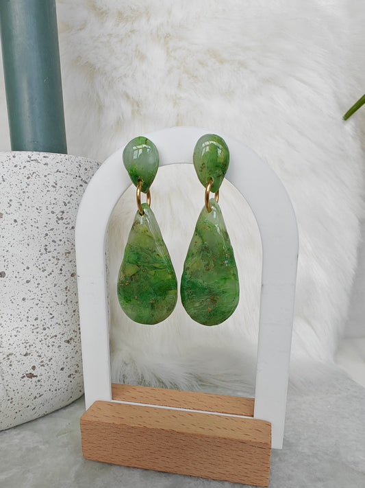 Drop oorbellen Green
