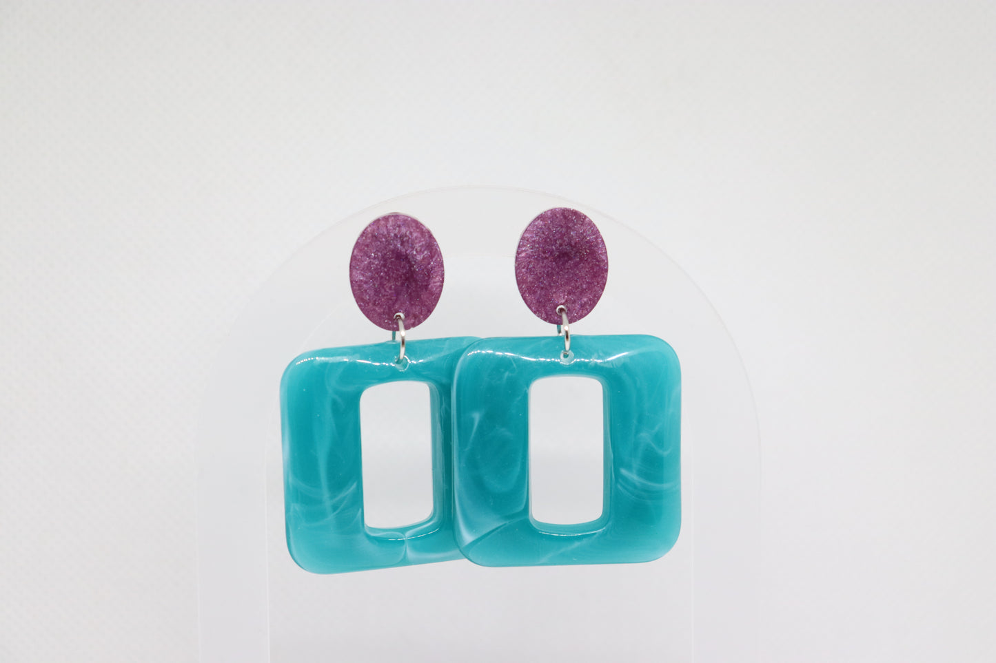 'Lola' vierkante oorbellen Ocean Purple