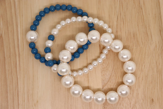 3 delig armband wit en blauw
