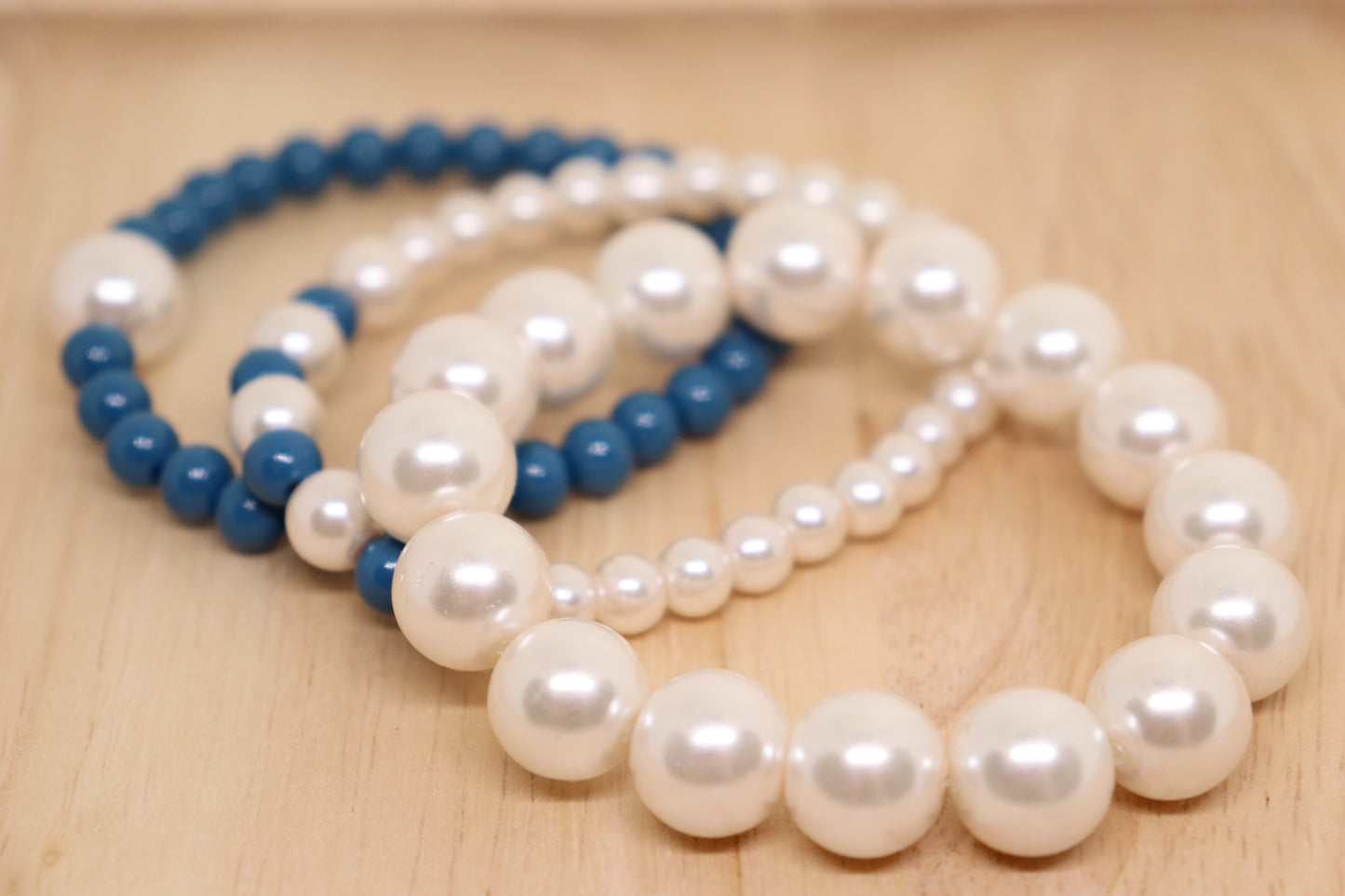 3 delig armband wit en blauw