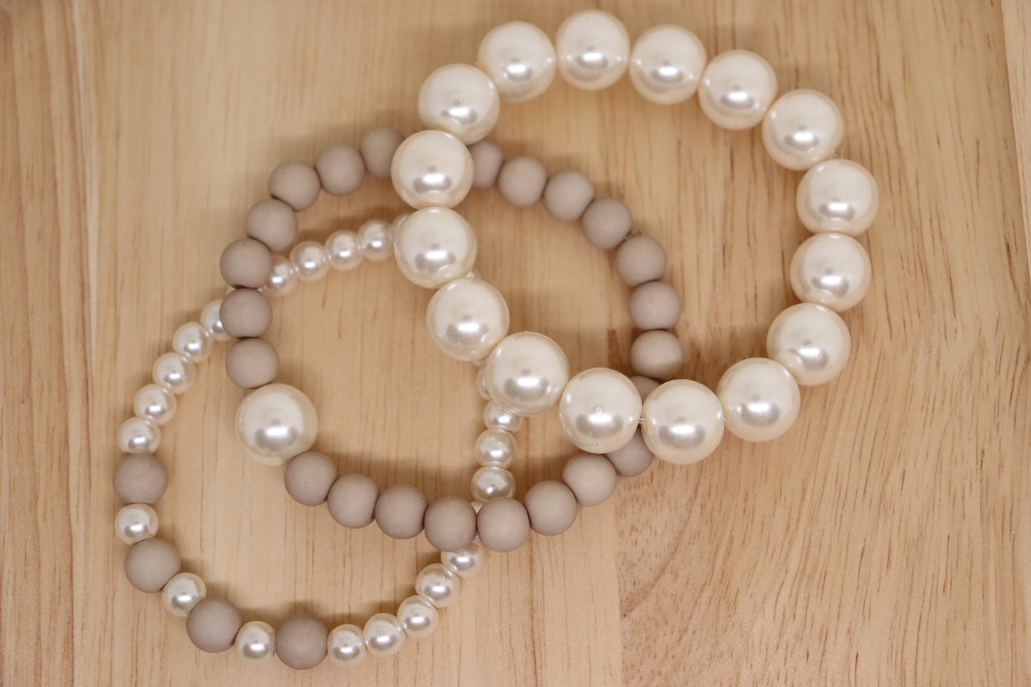 3 delig armband wit en beige