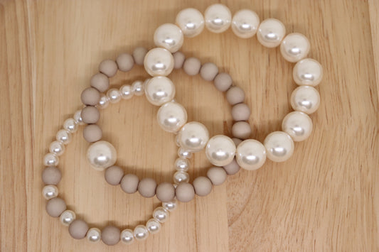 3 delig armband wit en beige