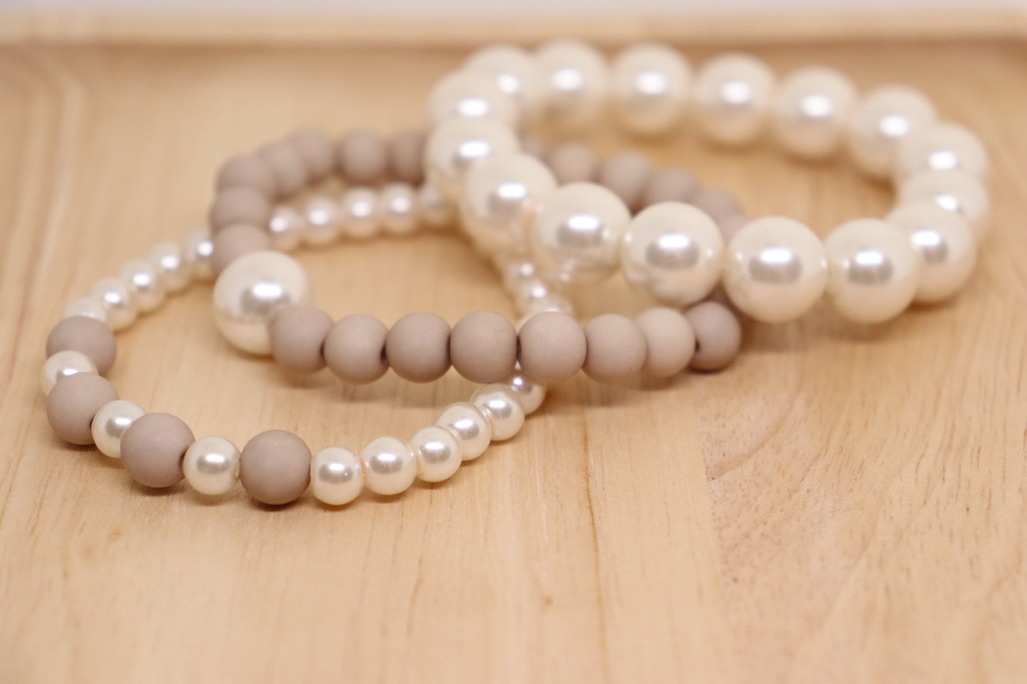 3 delig armband wit en beige