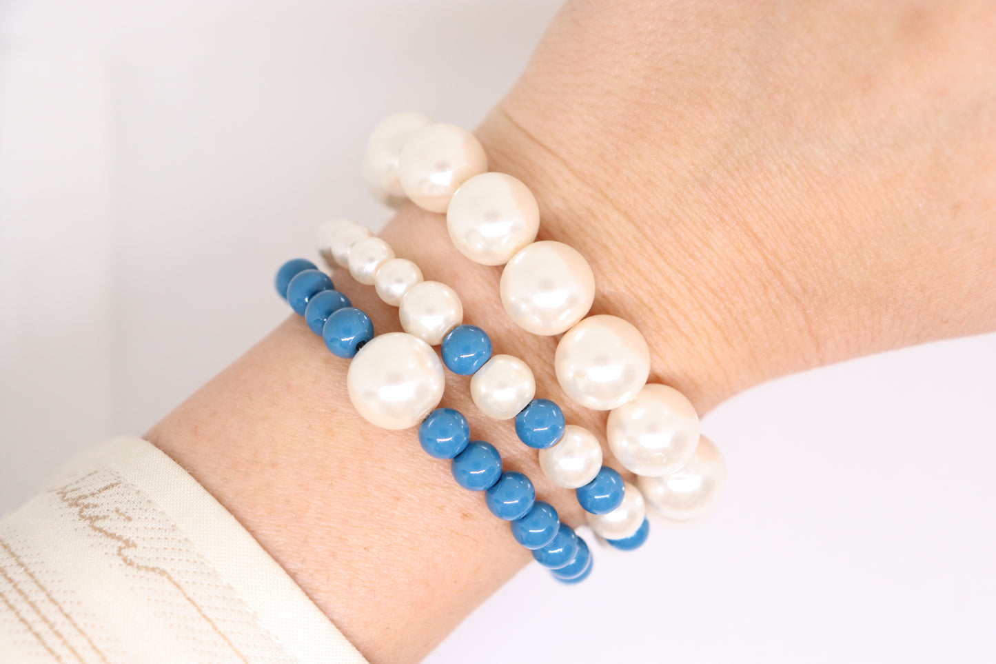 3 delig armband wit en blauw