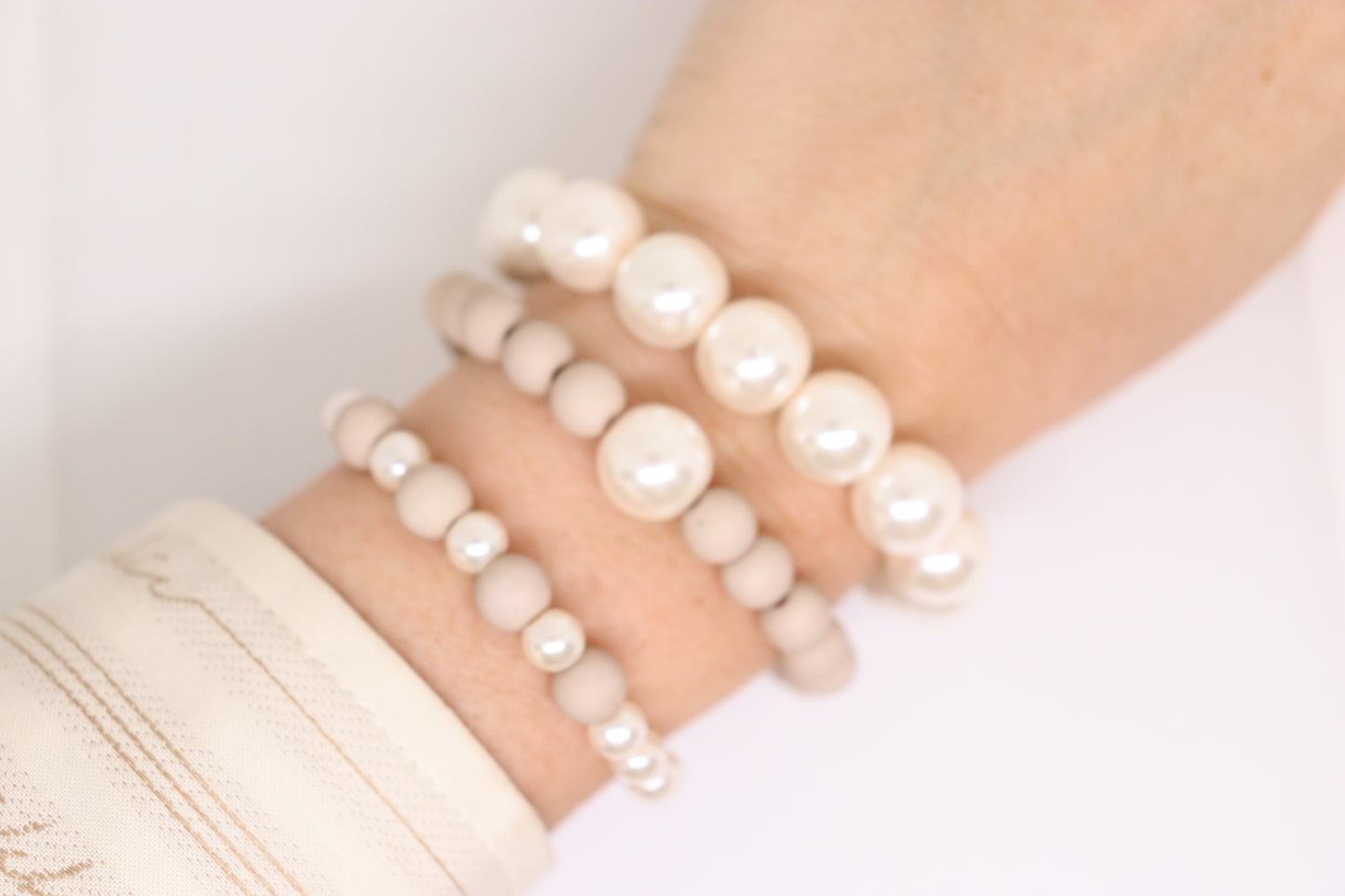 3 delig armband wit en beige