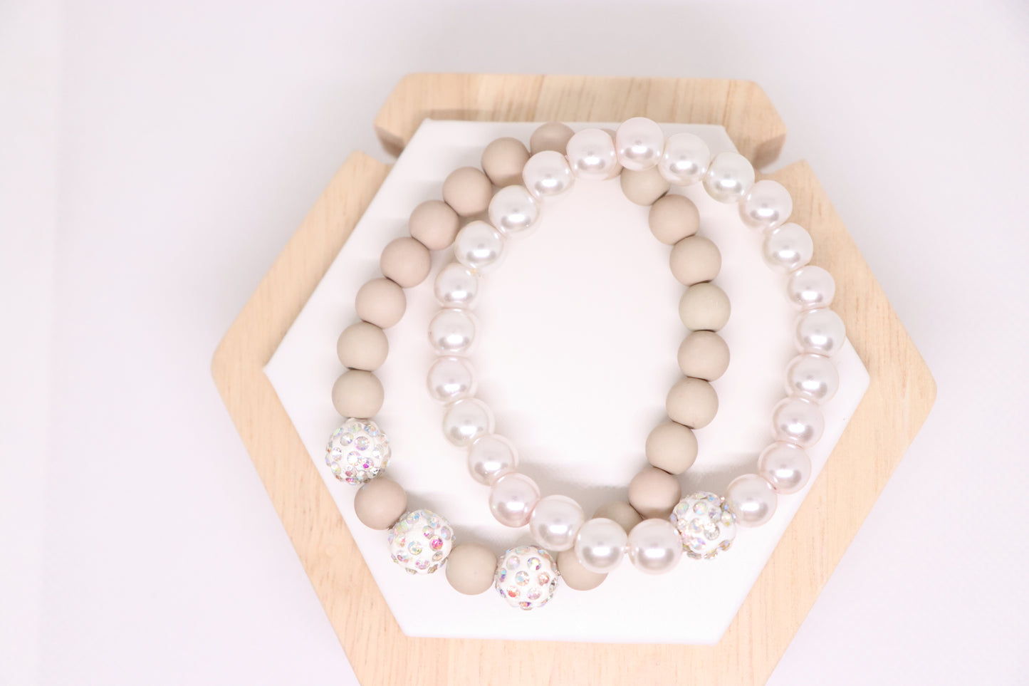 Armbandjes set wit/beige
