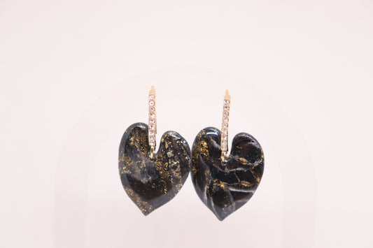 Zwarte oorbellen Leaf