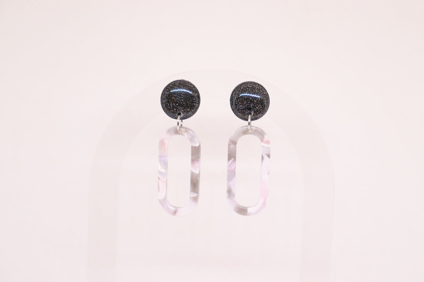 Zwart grijze oorbellen Anna 1.0