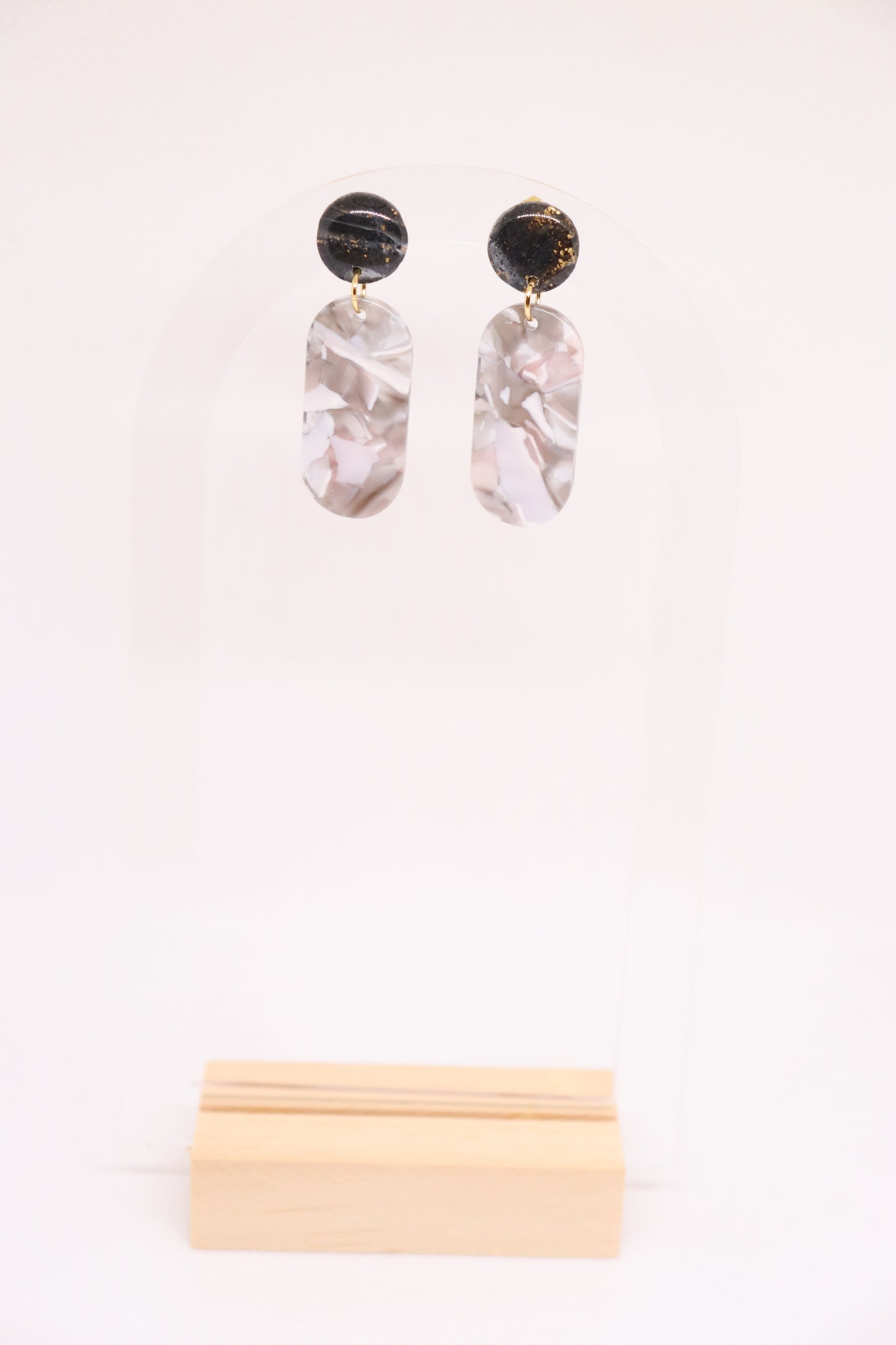 Zwart grijze oorbellen 2.0