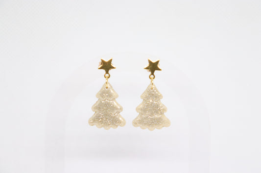 Beige kerstboomoorbellen ster