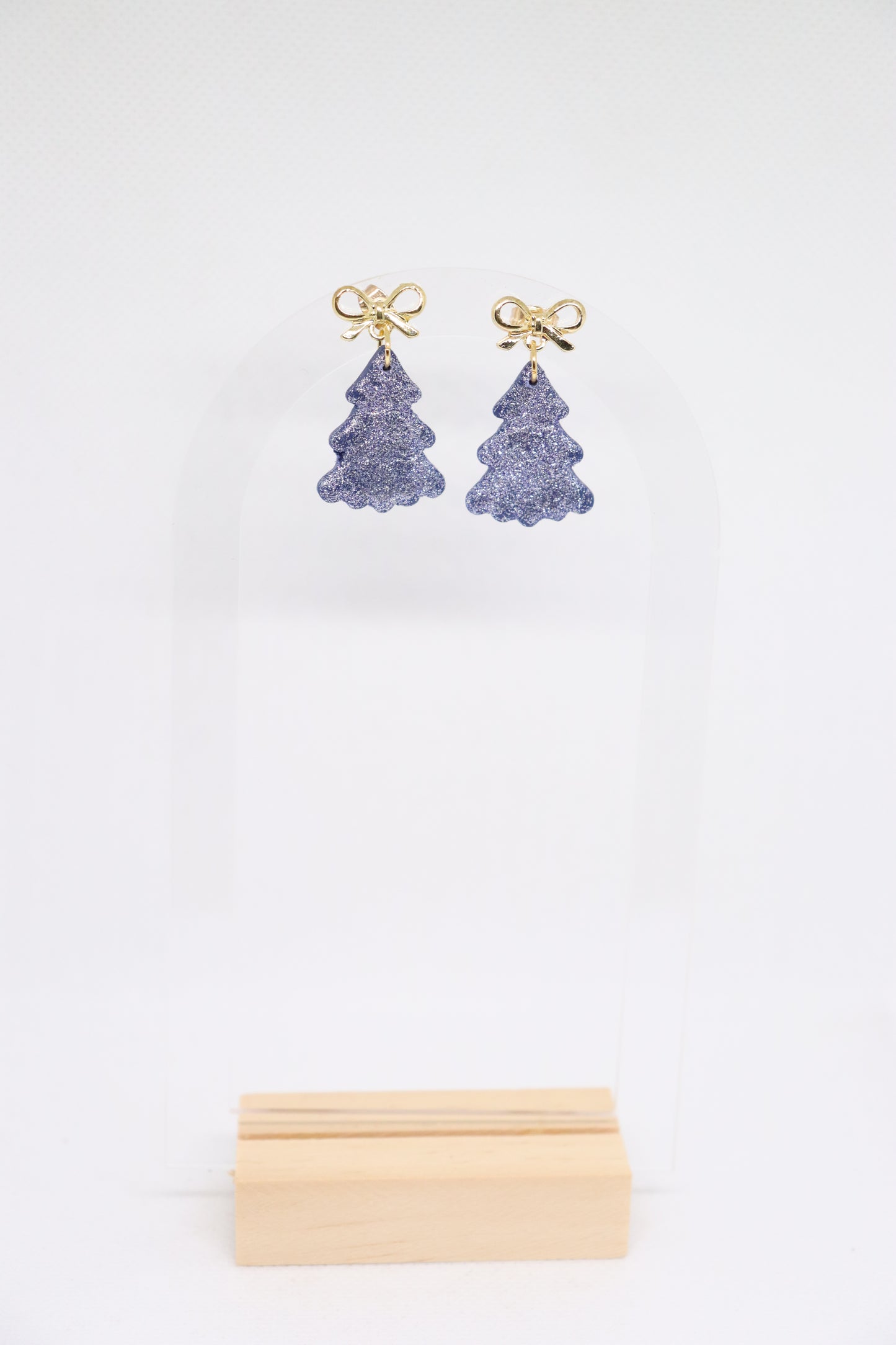 Blauwe kerstoorbellen strik