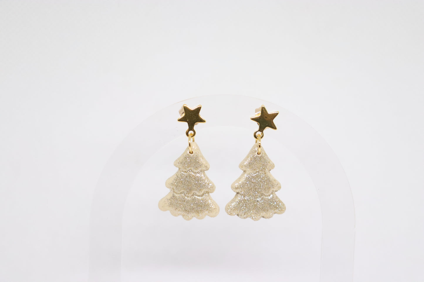 Beige kerstboomoorbellen ster