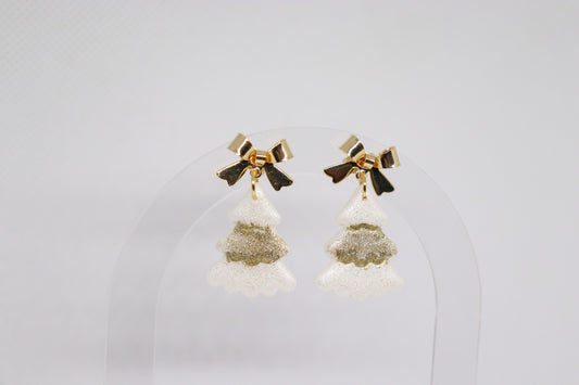 Witte kerstboomoorbellen strik