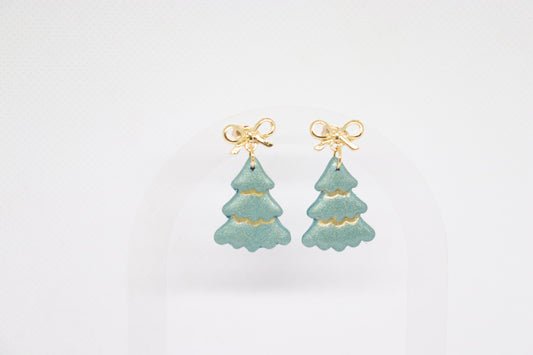 Groene kerstboomoorbellen strik