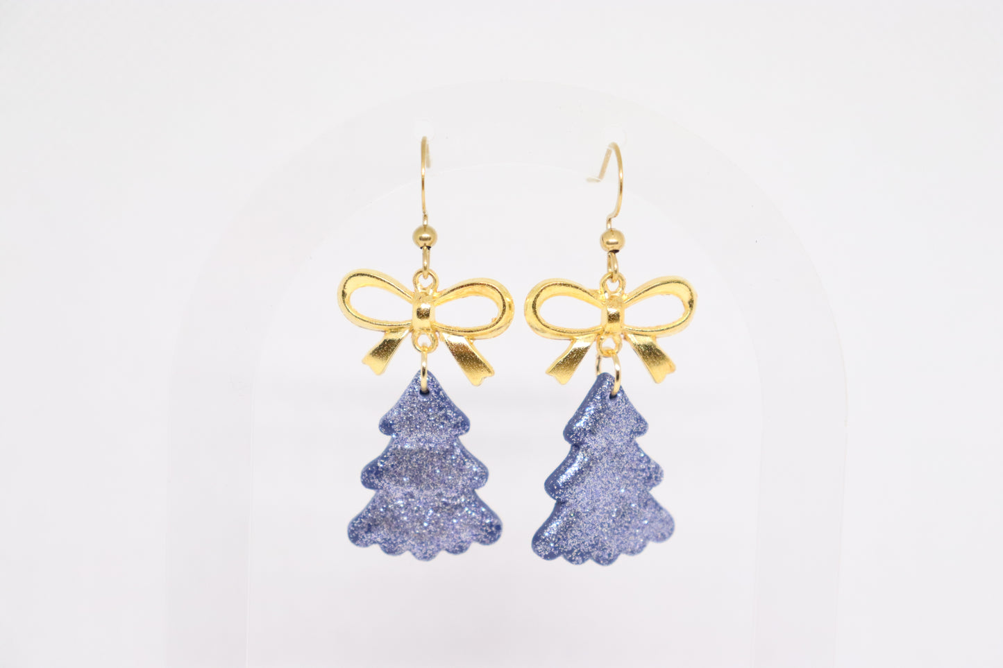 Blauwe kerstboomoorbellen strik