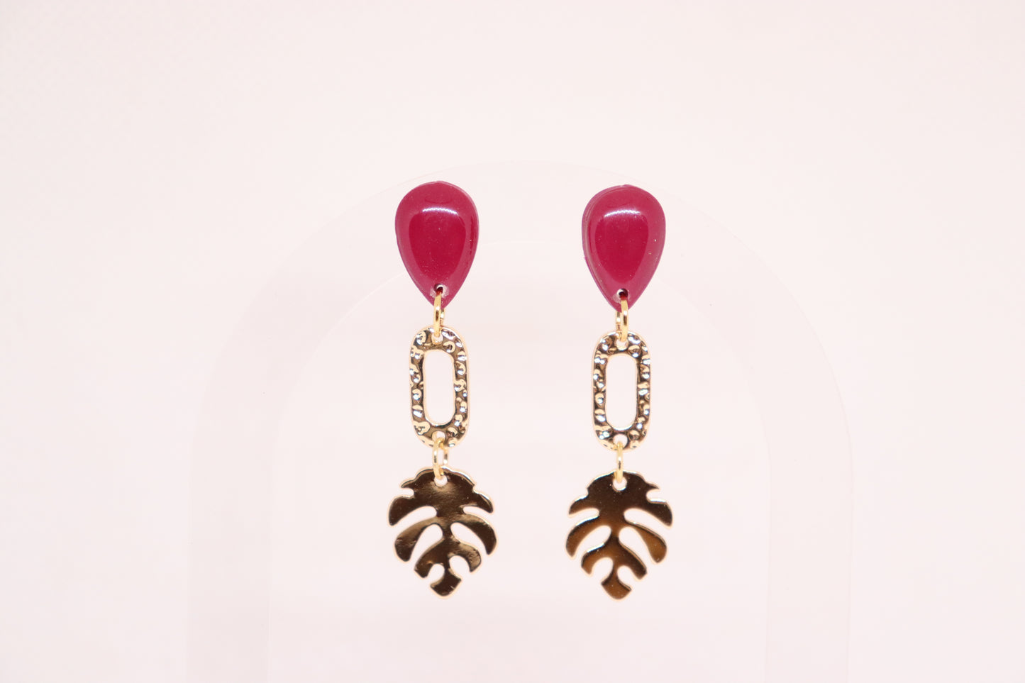 Bordeaux oorbellen leaf