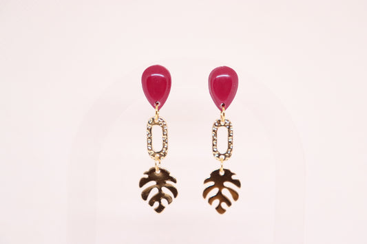 Bordeaux oorbellen leaf