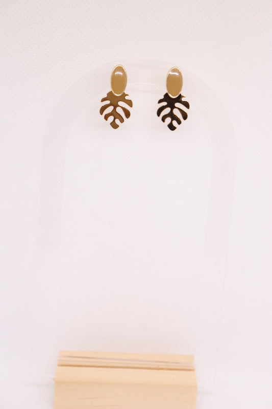 Bruine blad oorbellen