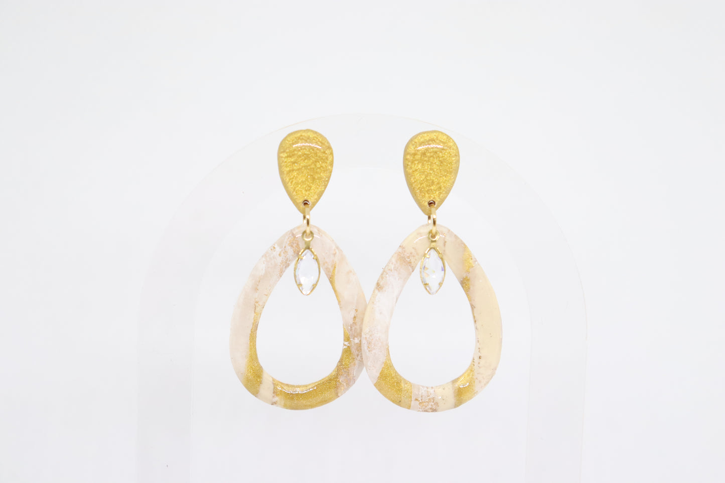 Beige gouden oorbellen Ella