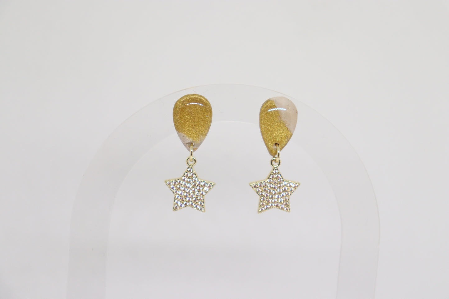 Beige gouden oorbellen Starlight