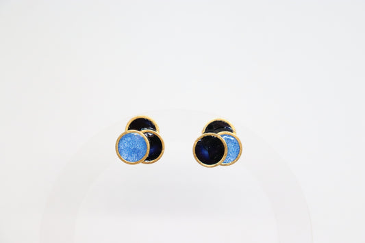 Vivienne oorbellen studs blauw/zwart