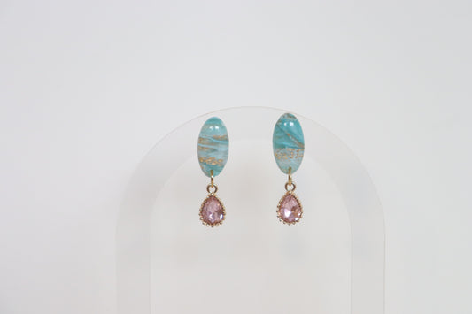 Ruby oorbellen blauw en roze
